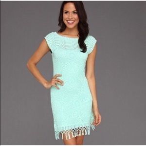 Lilly Pulitzer Crochet Turquoise Fringe Dress